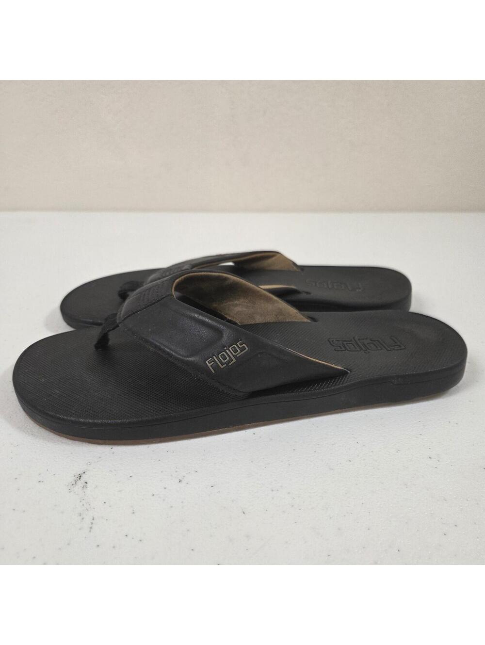 Flojos Black Thong Flip Flop Sandals 10